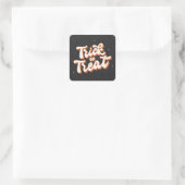 Retro Trick oder Treat Quadratischer Aufkleber (Tasche)