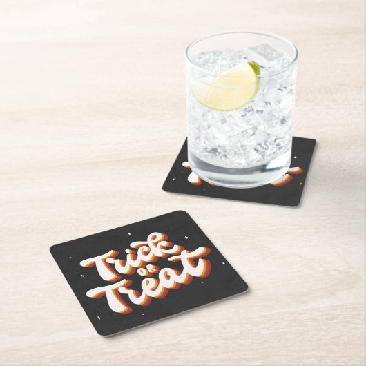 Retro Trick oder Treat Rechteckiger Pappuntersetzer (Vor Ort)