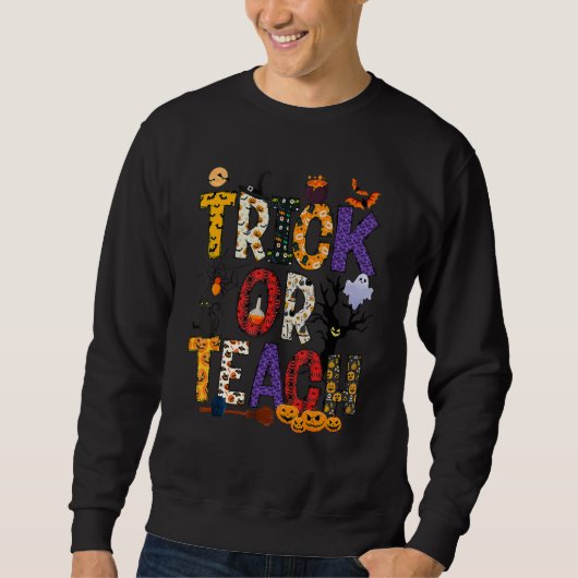 Retro Trick Or Teach Teacher Halloween Costume Men Sweatshirt (Vorderseite)