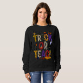 Retro Trick Or Teach Teacher Halloween Costume Men Sweatshirt (Vorne ganz)