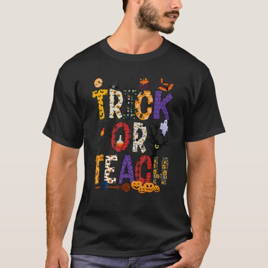 Retro Trick Or Teach Teacher Halloween Costume Men T-Shirt (Vorderseite)