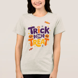 Retro Trick or Treat Halloween Grafik T-Shirt Tri-Blend Shirt