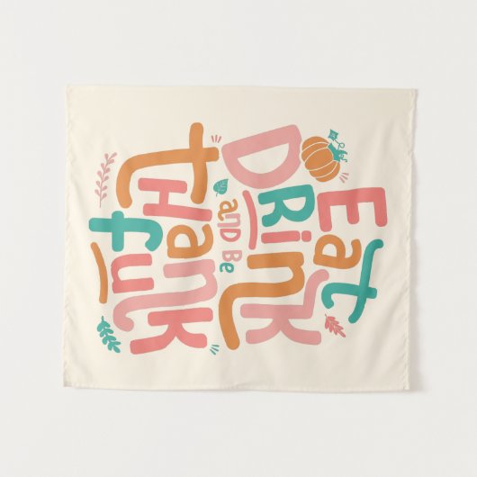 Retro trinken und dankbar zum Erntedankfest sein Wandteppich (Vorderseite (Horizontal))