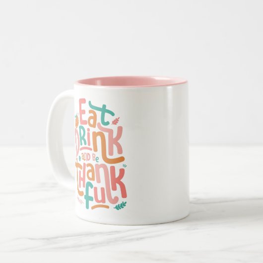 Retro trinken und dankbar zum Erntedankfest sein Zweifarbige Tasse (Vorderseite Links)