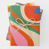 Retro Trippy Wirbel und Blume Geschenkpapier Set (Beispiel)