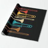 Retro Trombone - Jazz Geschenkpapier (Ungerollt)