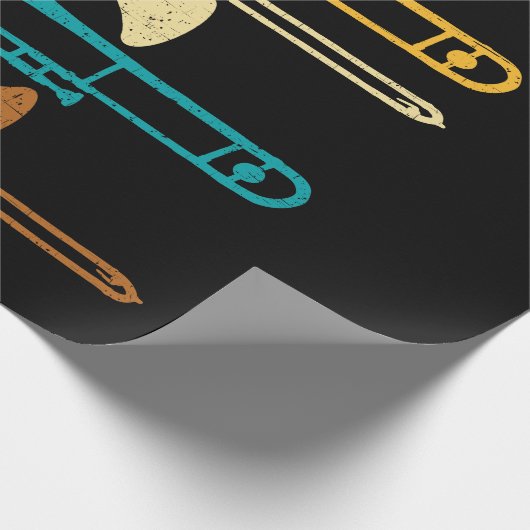 Retro Trombone - Jazz Geschenkpapier (Ecke)