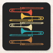 Retro Trombone - Jazz Rechteckiger Pappuntersetzer (Vorderseite)