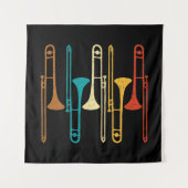 Retro Trombone - Jazz Wandteppich (Vorderseite (Horizontal))