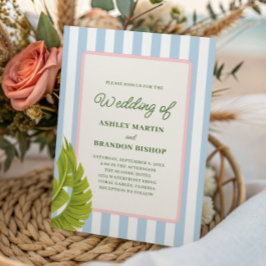 Retro-Tropen-Moderne-Küsteninsel-Hochzeit Einladung