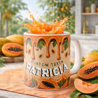 Retro-Tropen-Party Papaya-Frucht-Thema Benutzerdef Kaffeetasse