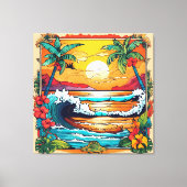 Retro-Tropenüberlagerung Leinwanddruck (Vorderseite)