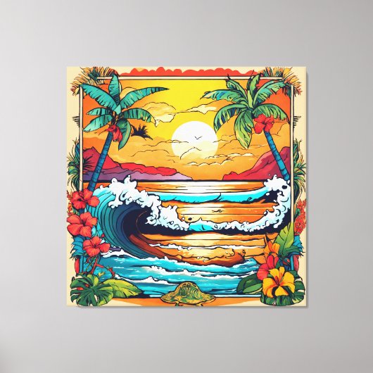 Retro-Tropenüberlagerung Leinwanddruck (Vorderseite)