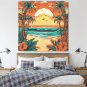 Retro Tropic Calm Leinwanddruck (Insitu (Schlafzimmer))