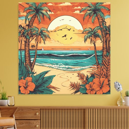 Retro Tropic Calm Leinwanddruck (Insitu (Wohnzimmer))