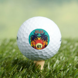 Retro Tropical 80er Style Mit Monogramm Golfbälle