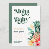 Retro Tropical Aloha Ananas Summer Baby Dusche Einladung (Vorne/Hinten)