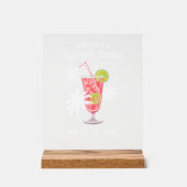 Retro Tropical Bachelorette Signature Pink Drink Acrylschild (Vorderseite)
