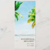 Retro Tropical Beach Palm Tree Wedding Zielort Programm (Rückseite)