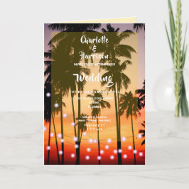 Retro Tropical Beach Palm Trees Foto Hochzeit Einladung
