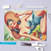 Retro Tropical Beach Pinup Seidenpapier (Handwerk)