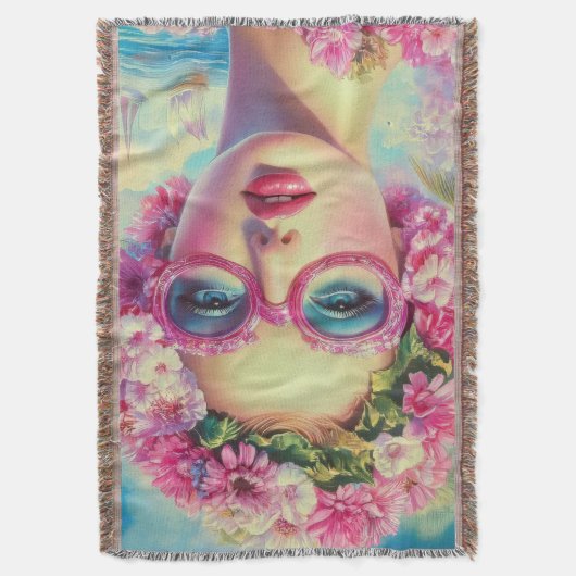 Retro Tropical Beauty Decke (Vorderseite Vertikal)