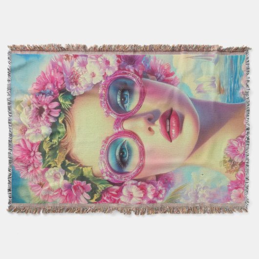 Retro Tropical Beauty Decke (Vorderseite)