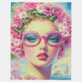Retro Tropical Beauty Fleecedecke (Vorderseite)