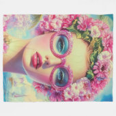 Retro Tropical Beauty Fleecedecke (Vorderseite (Horizontal))