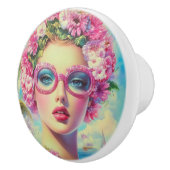 Retro Tropical Beauty Keramikknauf (Rechts)