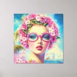 Retro Tropical Beauty Leinwanddruck