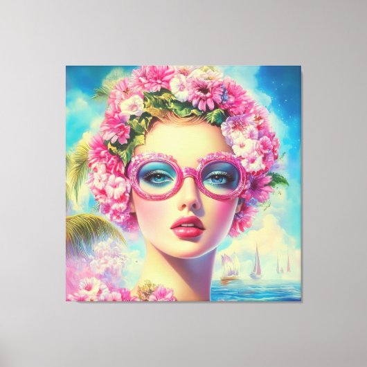 Retro Tropical Beauty Leinwanddruck (Vorderseite)