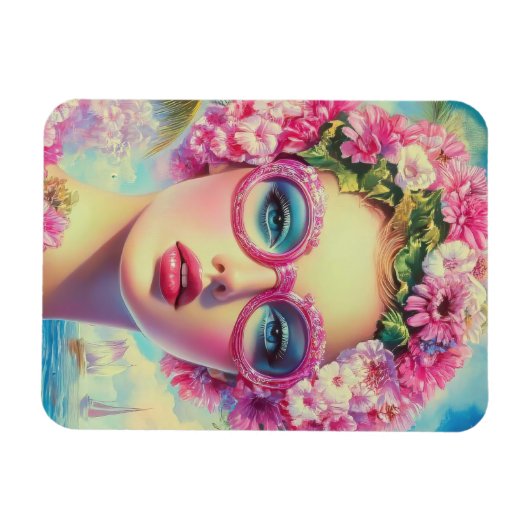 Retro Tropical Beauty Magnet (Horizontal)