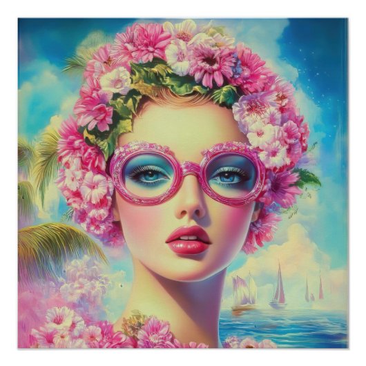 Retro Tropical Beauty Poster (Vorderseite)