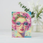 Retro Tropical Beauty Postkarte (Stehend Vorderseite)