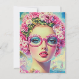 Retro Tropical Beauty Postkarte