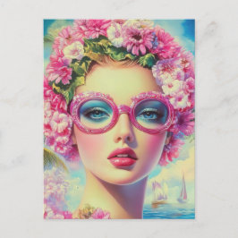 Retro Tropical Beauty Postkarte