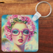 Retro Tropical Beauty Schlüsselanhänger (Rückseite)