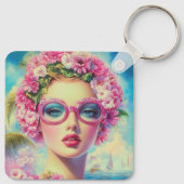 Retro Tropical Beauty Schlüsselanhänger (Rückseite)