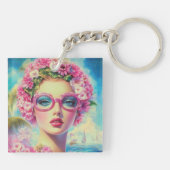 Retro Tropical Beauty Schlüsselanhänger (Rückseite)