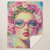 Retro Tropical Beauty Sherpadecke (Vorderseite)