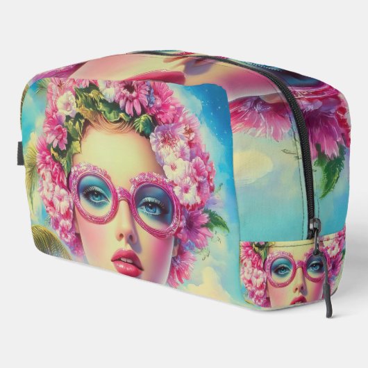 Retro Tropical Beauty Waschbeutel (Rechte Ecke)