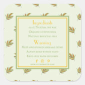 Retro Tropical Blätter Kandle Ingredients Back Lab Quadratischer Aufkleber (Vorderseite)