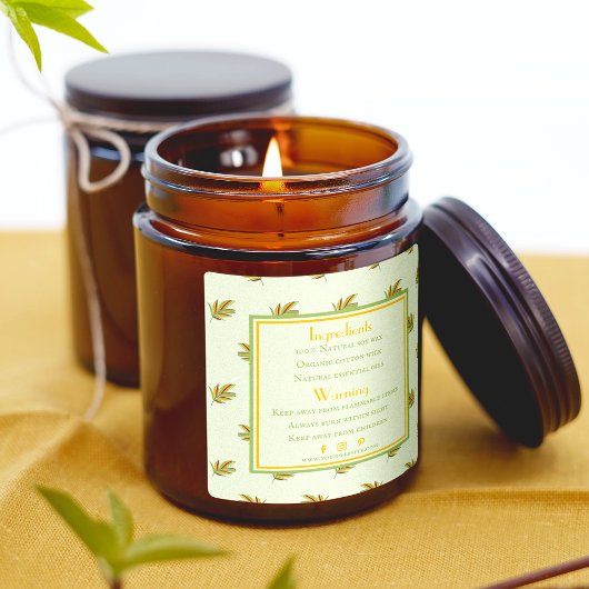 Retro Tropical Blätter Kandle Ingredients Back Lab Quadratischer Aufkleber