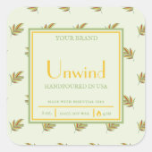 Retro Tropical Blätter - Kerzensiegel für kleine U Quadratischer Aufkleber (Vorderseite)