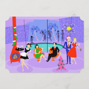 Retro Tropical Christmas Party Einladungen