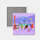 Retro Tropical Christmas Party Magnet (Vorderseite/Rückseite)