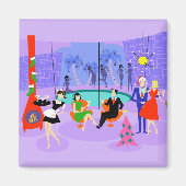 Retro Tropical Christmas Party Magnet (Vorne)