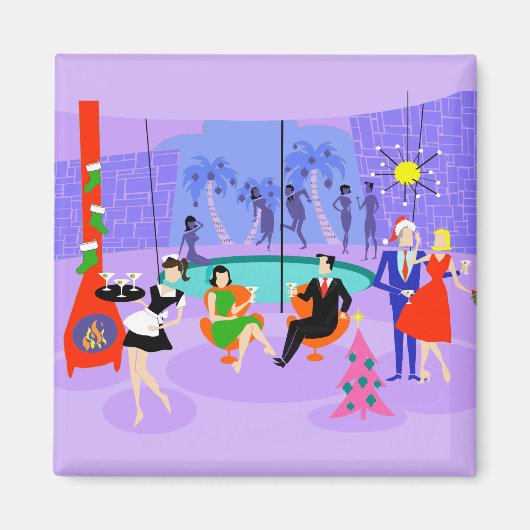 Retro Tropical Christmas Party Magnet (Vorne)