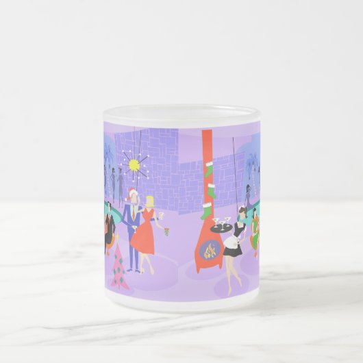 Retro Tropical Christmas Party Mattiert Glass Tass Mattglastasse (Mittel)